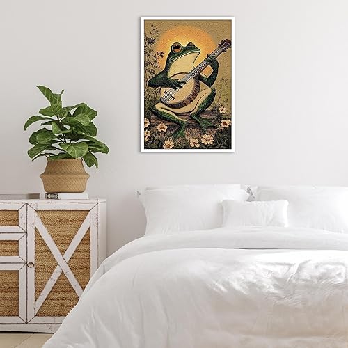 Miniatura 2 de FBKDVC Póster de rana jugando banjo lienzo para pared, diseño de cómics vintage, retro, lindo animal para pintura bohemia, sala de estar, arte rana