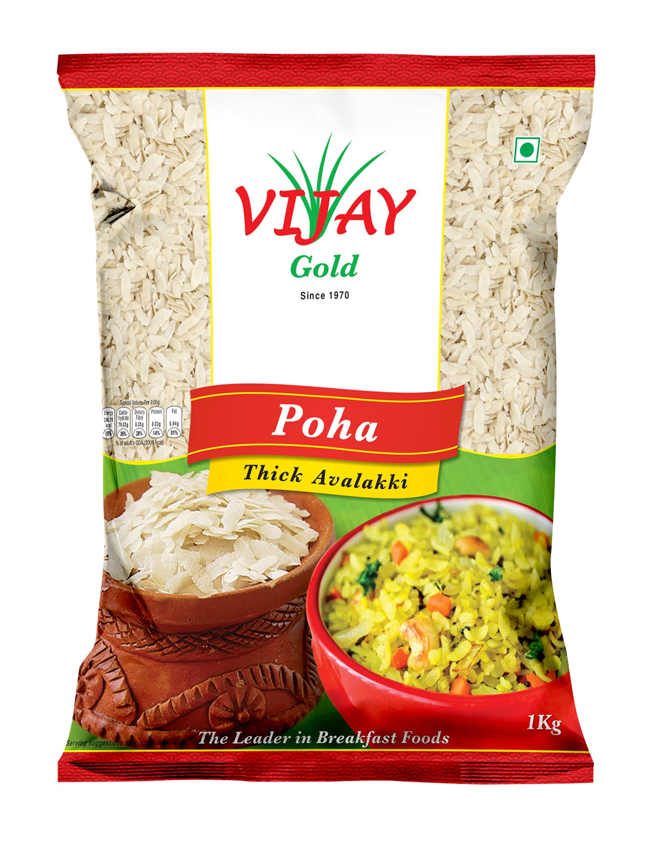 VIJAY Thick Poha/Flattened Rice/Avalakki-1 Kg