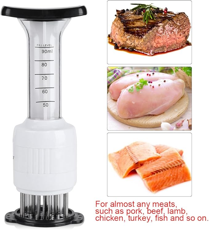 Ablandador de Carne Texturizado, Inyector de Marinada de Acero Inoxidable 304 miniatura 4