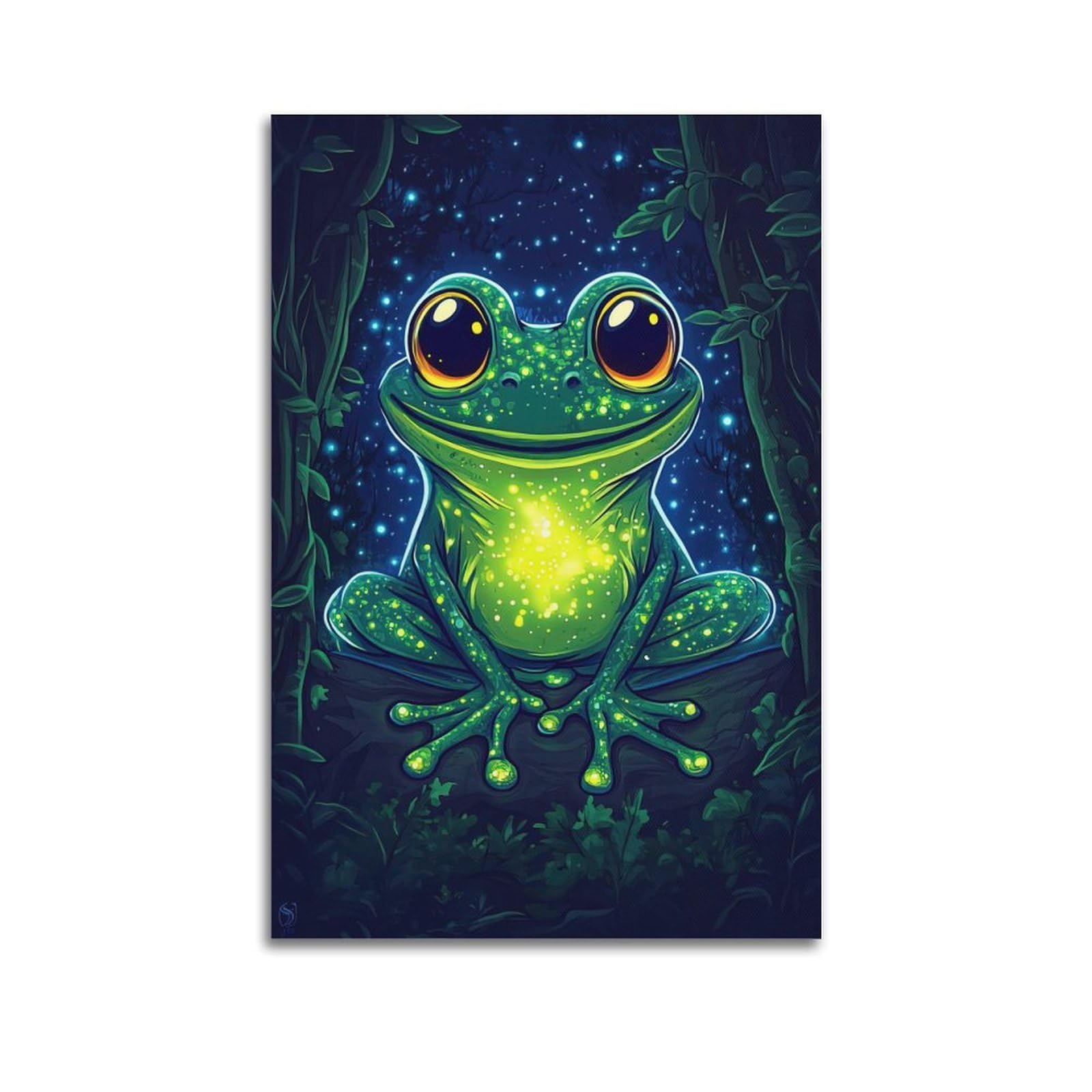 HUIYHB Animal Poster Glowing Frog Artwork Poster Decorative Painting Canvas Wall Posters And Art Picture Print Modern Family Bedroom Decor Posters 20x30inch(50x75cm)