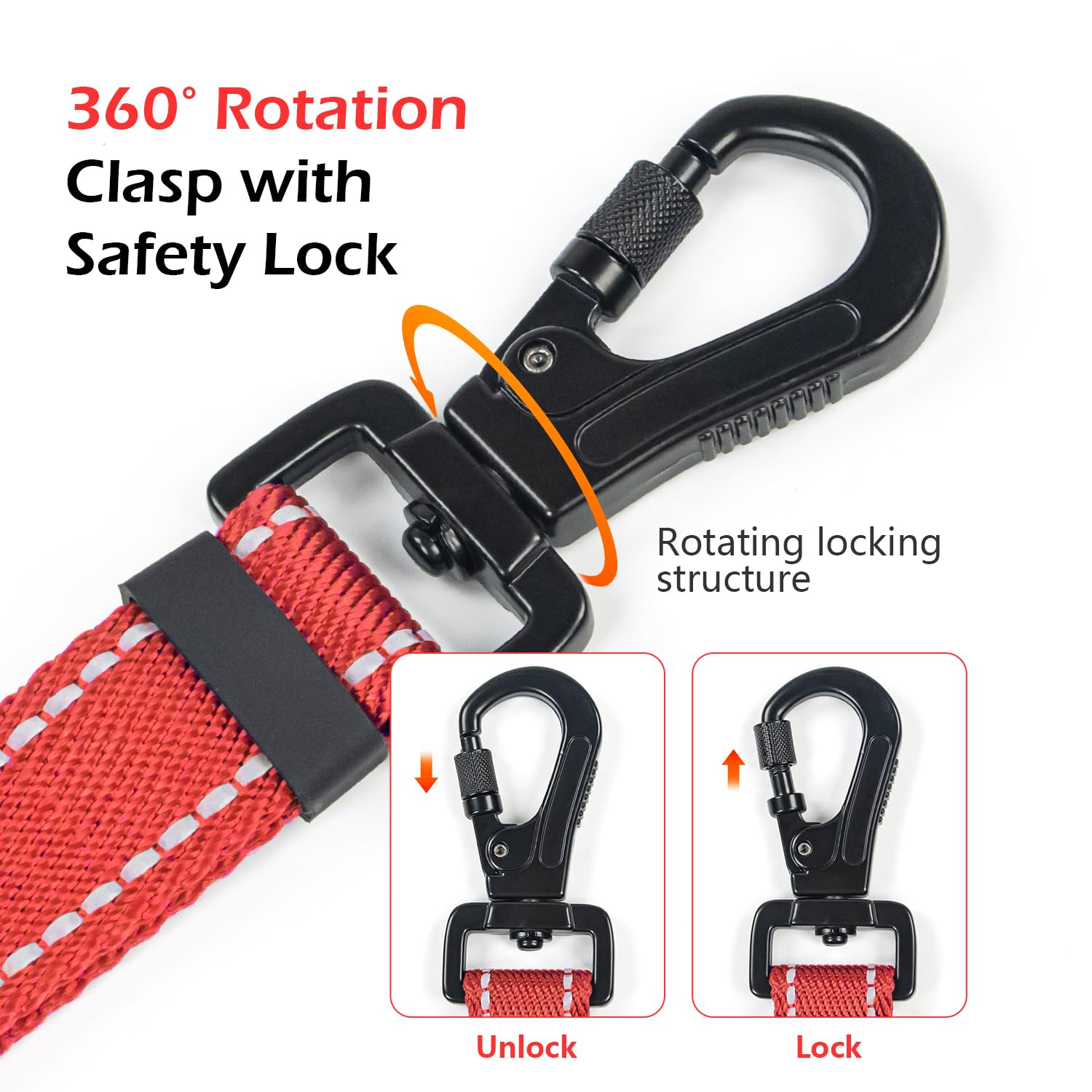 Reflective Double Handle Dog Leash for Large Dogs, Heavy Duty Adjustable Leash with Soft Padded Handles, Traffic Control Training Lead for Walking, Running (Burgundy, S) - 2
