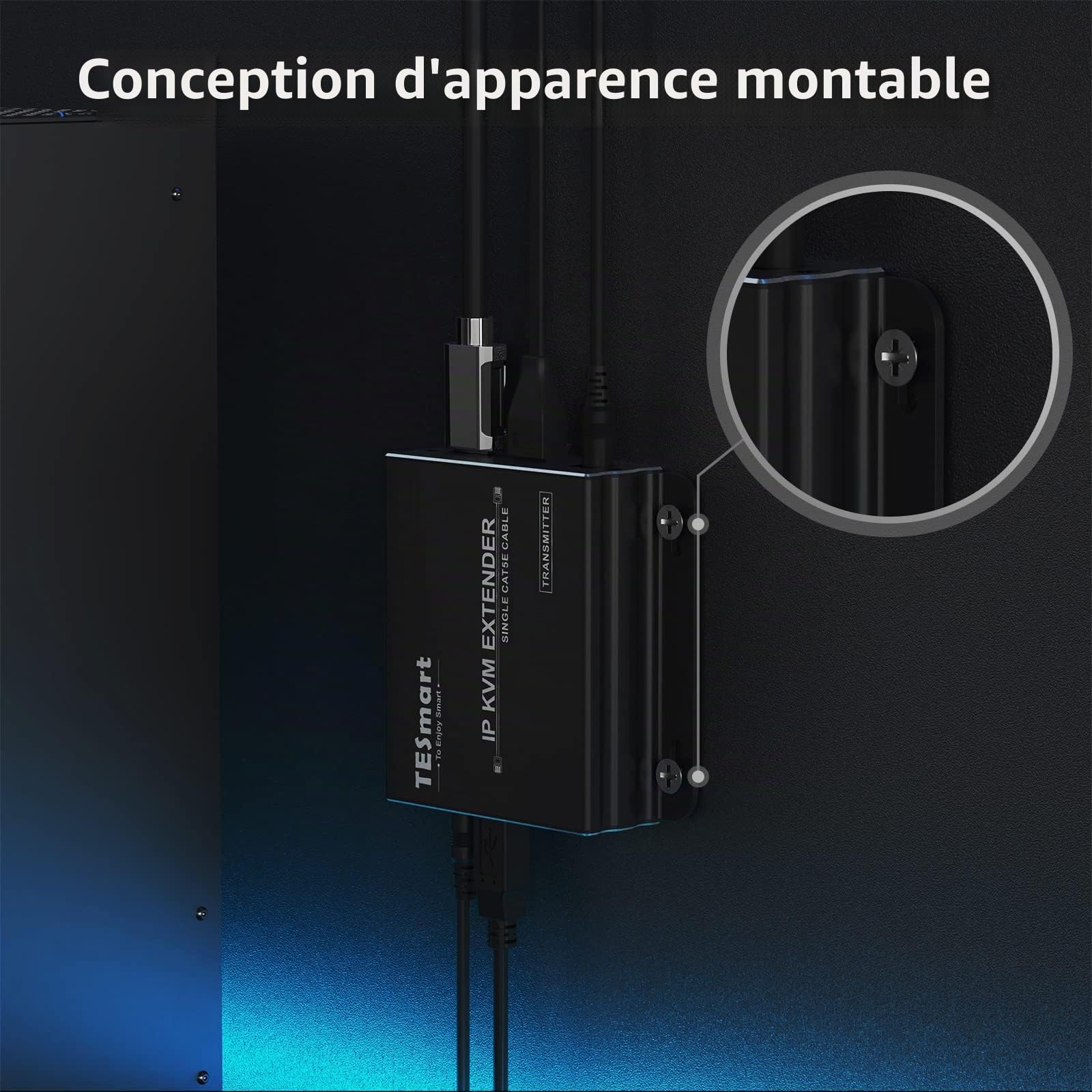 TESmart Extender KVM HDMI Stable Multipoint à Multipoint 1080P 60Hz sur un Simple Câble Cat5e/6 jusqu'à 120m/393ft, Télécommande, IR Pass Through (Récepteur Uniquement)