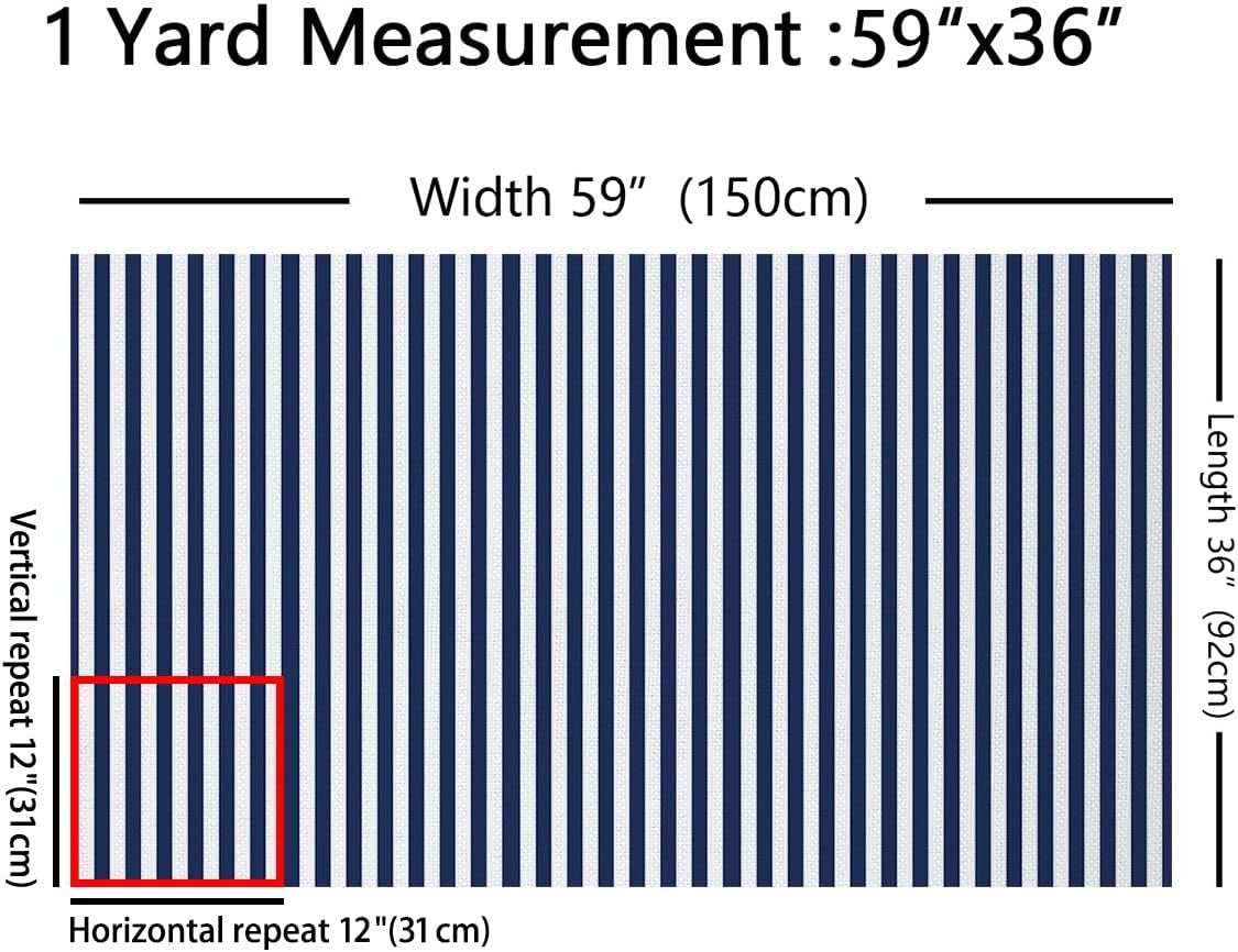 Geometric Quilting Fabric by The Yard, Stripe Striped Upholstery Fabric for Chairs, Abstract Simple Stripes Decorative Fabric, Minimalist Farmhouse Lines Waterproof Fabric, Navy Blue White, 3 Yards