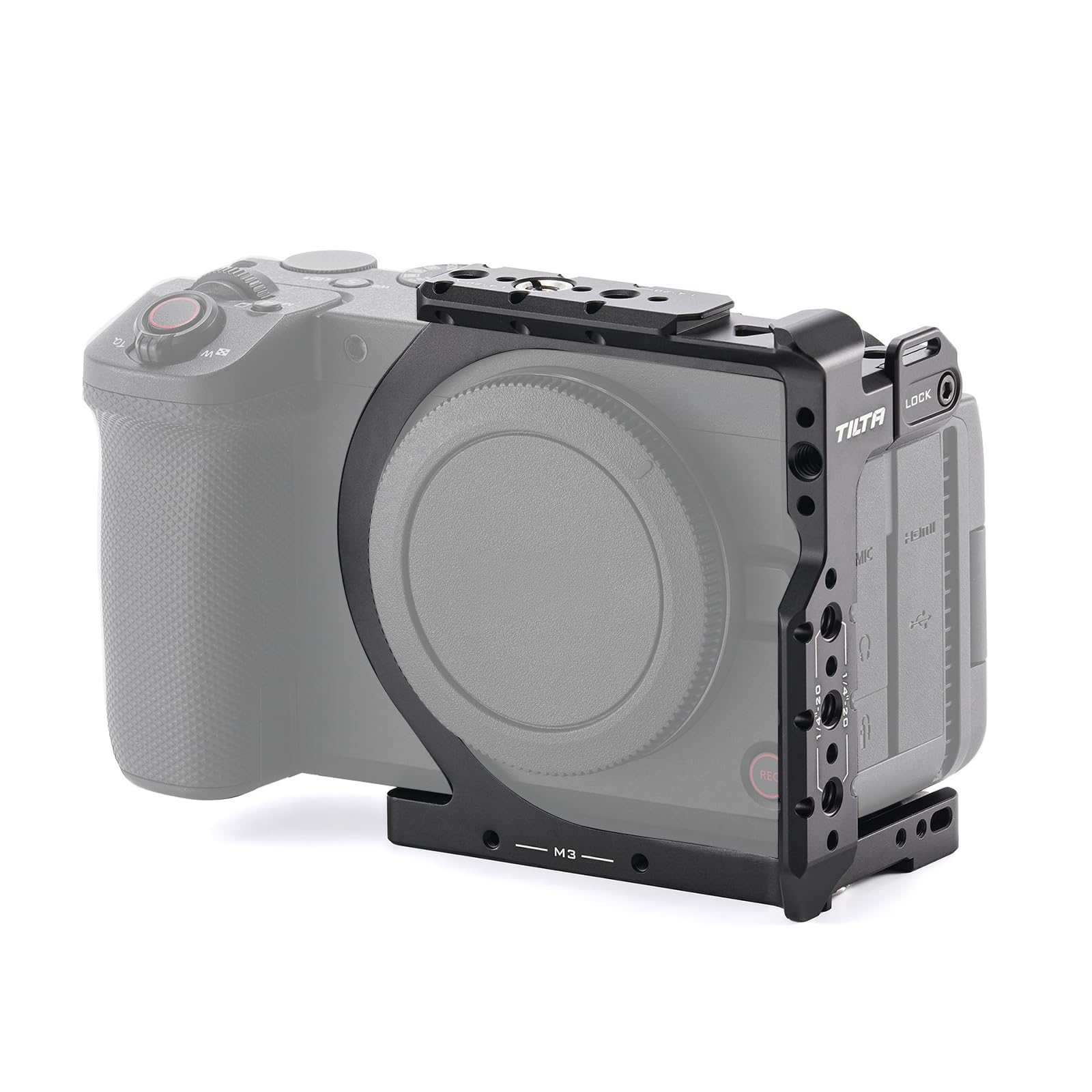 Tilta Gabbia R6 V, Mezza Gabbia per Fotocamera Compatibile con R6 V con Filettature 1/4"-20, 3/8"-16, Guida NATO, Attacco Cold Shoe - Nero TA-T102-HCC-B