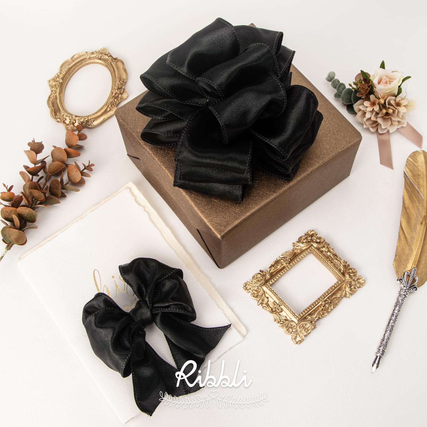 Ribbli Black Satin Wired Ribbon 2.5 Inch Black Christmas Ribbon for Gift Wrapping Wreaths Garland Tree Decoration Crafts Home Decor-Continous 20 Yards - Image 4