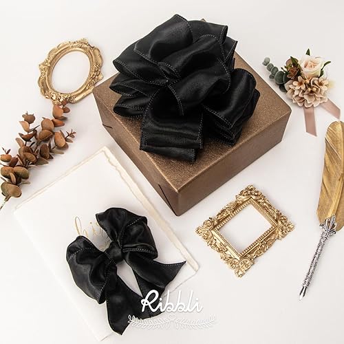 Vista 166 de Ribbli Cinta de satén rosa claro con alambre de 1.5 pulgadas, cinta de Navidad rosa para envolver regalos, coronas, guirnaldas, decoración