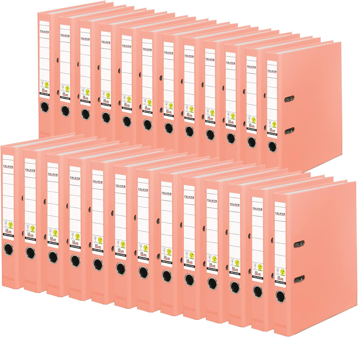Original Falken 25-pack PP-Color plastic folders. Made in Germany. 5 cm narrow DIN A4 salmon ring binder vegan file folder letter folder office folder plastic folder slotted folder