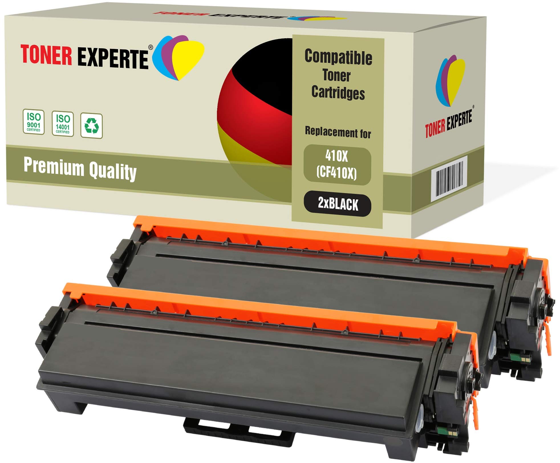 TONER EXPERTECompatible 410A 410X Black Toner Cartridge Replacement for CF410A CF410X for Color LaserJet Pro M452dn M452nw MFP M377dw M477dw M477fdn M477fdw M477fnw Printer 2-Pack