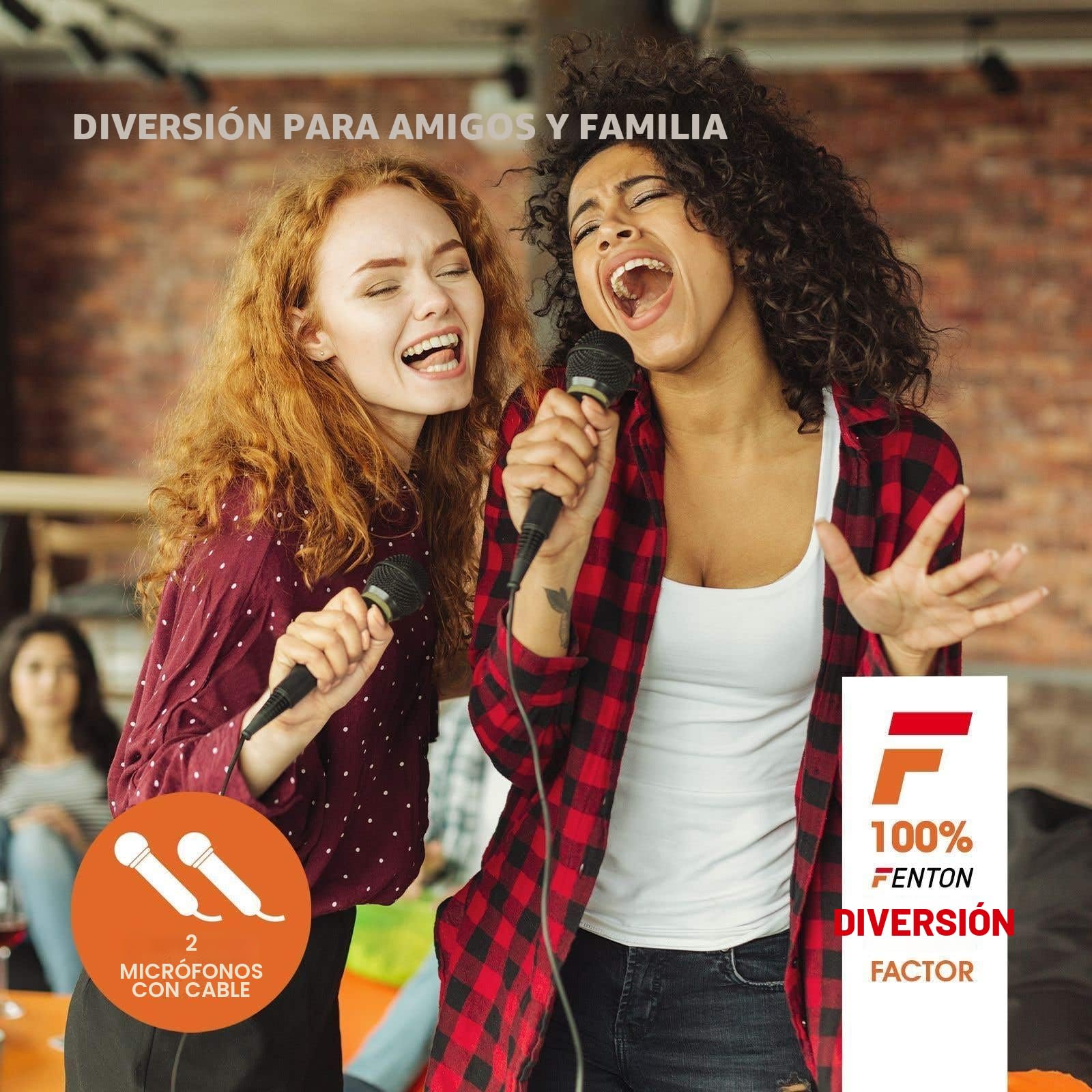 Fenton LIVE280 – Altavoz Bluetooth con microfono 900W con Doble woofer 8", batería, USB, MicroSD, Bluetooth 5.0, LED, 2 micrófonos Karaoke, Altavoz Fiesta portátil Equipo de Sonido Profesional Negro