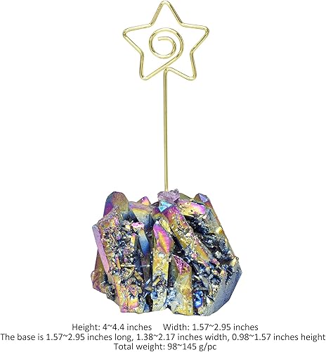 Miniatura 3 de rockcloud Titular de la tarjeta de mesa de cuarzo de cristal recubierto de titanio, soporte de notas de número dorado para boda, fiesta, decoración