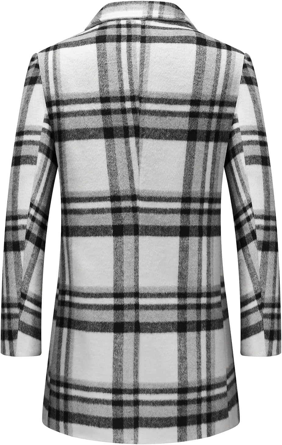 INVACHI Men's Wool Blend Plaid Coat Warm Winter Trench Coat with Soft Scarf Single Breasted Overcoat - Image 3