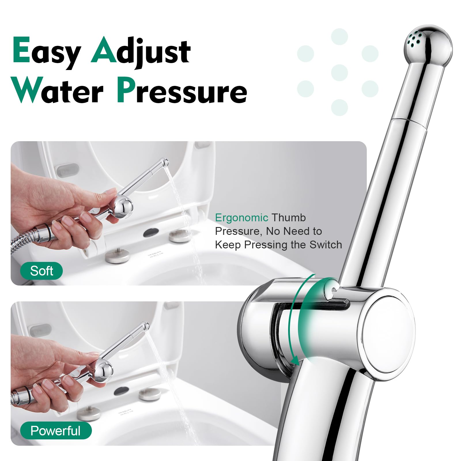 Kit Douchette Wc Toilettes Bidet, Set de spray pour bidet pour toilettes, Set de bidet avec douchette avec flexible de 1.2M et support, Set de douche pour bidet avec valve, Chromé