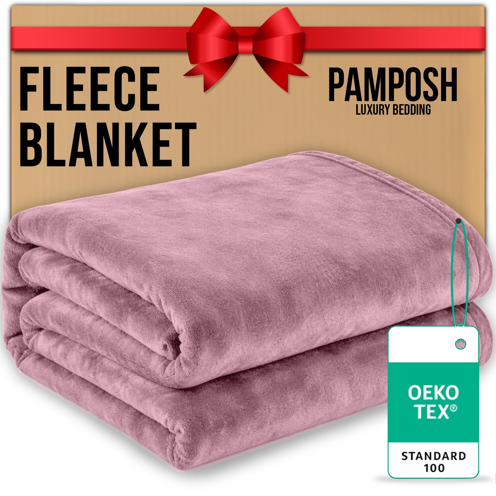 Pamposh Flannel Fleece Queen Size Throw Blankets - Microfiber Solid Blankets for Bed and Couch - Ultrasoft Lightweight Plush Fleece Blanket Queen Size for Camping and Travel