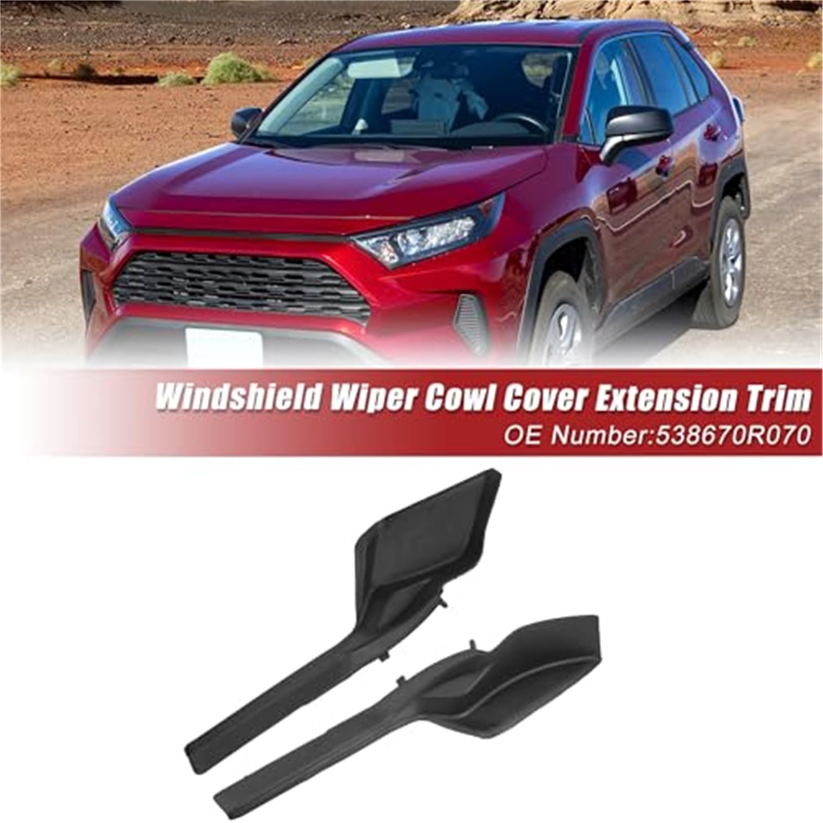 Osłona wycieraczki przedniej szyby Przedłużenie osłony Wycieraczka Panel ABS, dla Toyota, Sienna 2011-2020 nr 5386708020/5386608020 - opakowanie 2 szt. Osłona wycieraczki