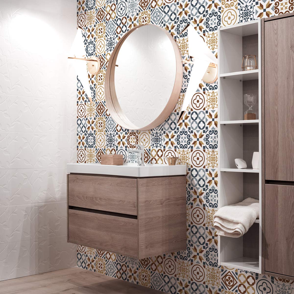 Adesivi Murali Piastrelle Azulejo 15x15 Cm - Decorazione Per Bagno E Cucina, Stile Spagnolo - Confezione Da 24 - Foto 2