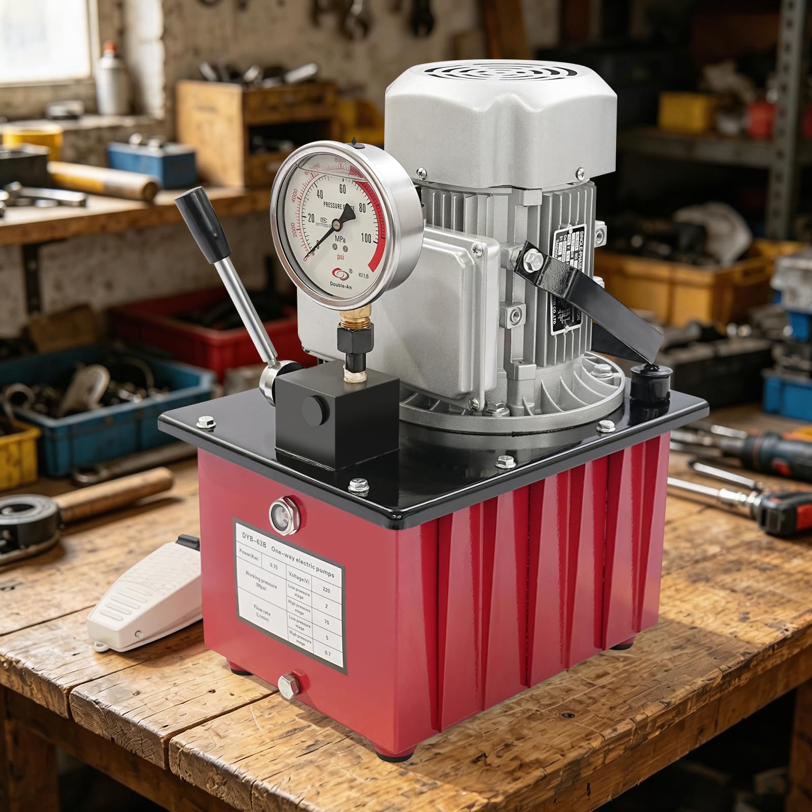 Elektryczna pompa hydrauliczna 220 V, 0,75 kW, agregat hydrauliczny z zaworem ręcznym, zbiornik oleju 7 l, elektryczna stacja hydrauliczna do 70 MPa