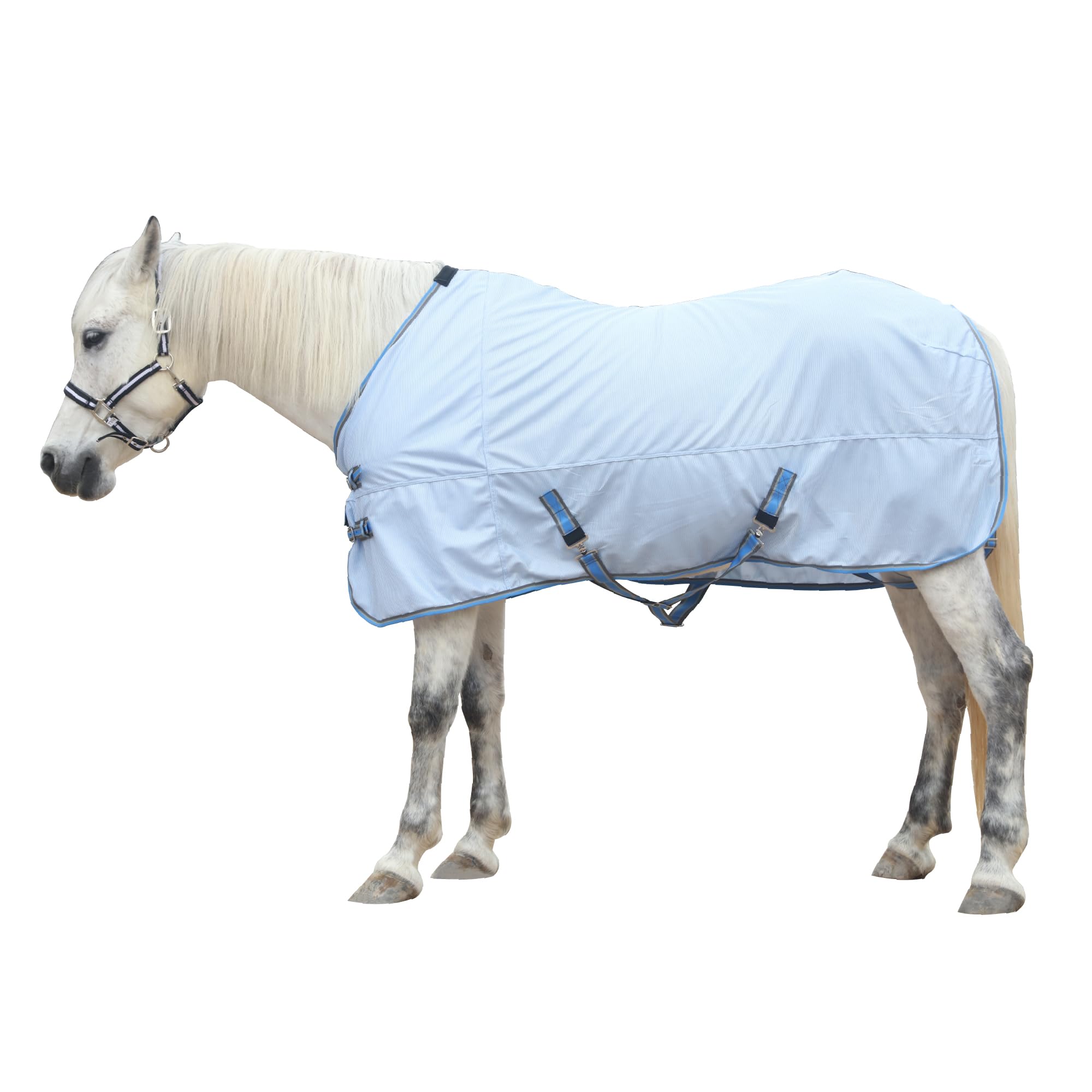 Couverture anti-mouches pour chevaux maille respirante bleu clair 130cm