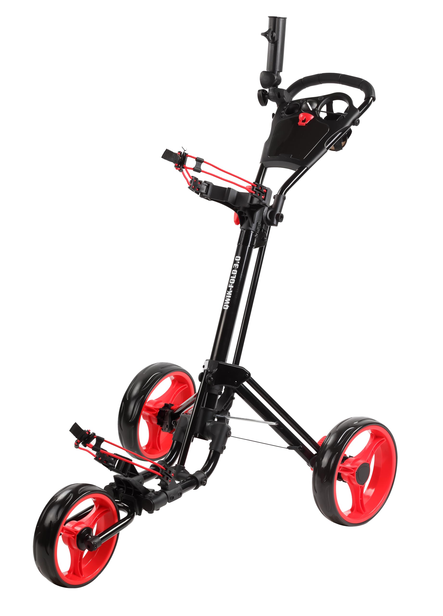 3-Wheel Golf Push Cart with Foot Brake – 1-Second Fold & Unfold Trolley, Lightweight Aluminum Frame, Adjustable Handle, Smooth Ball-Bearing Wheels, Umbrella Holder & Storage