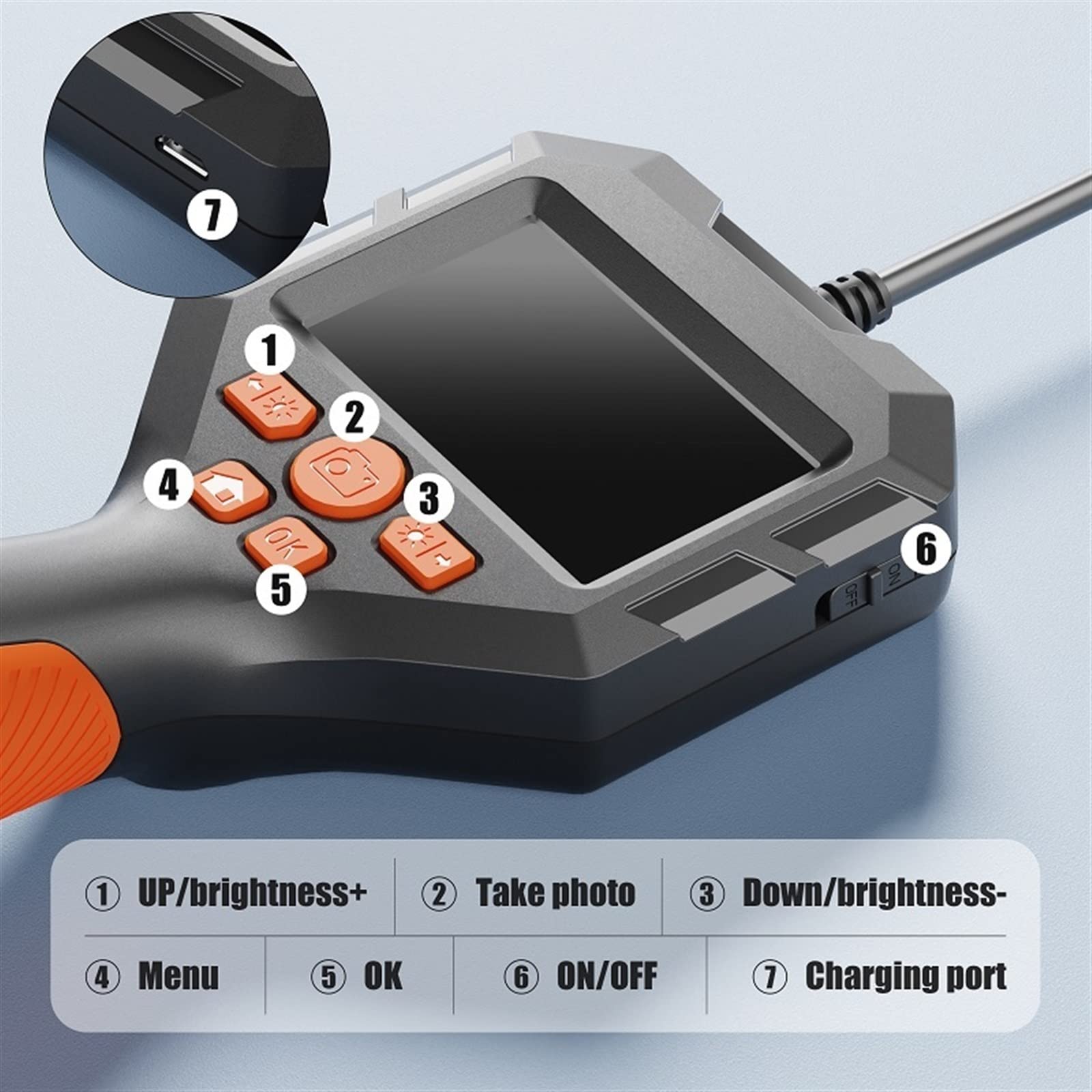 Inspection et analyse 2.8 ''écran IPS caméra endoscope portable sonde HD1080P Inspection de tuyau endoscope industriel prendre Photo enregistrement vidéo étanche (Size : 3.9mm-5M)
