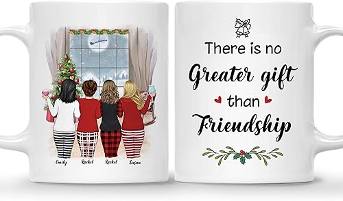 Miniatura 46 de Gossby Taza de café de Navidad personalizada para amigas, regalos de amistad personalizados para mujeres con diseño, nombre, regalo de mujer para 3