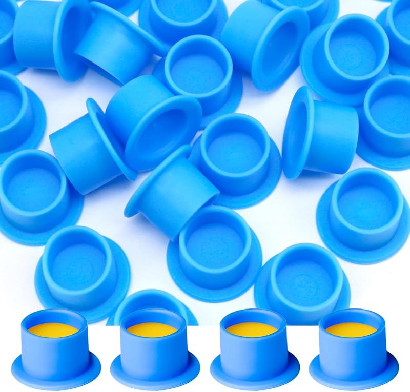 KVM Copos descartáveis de silicone para tinta de tatuagem, azuis, 200 unidades