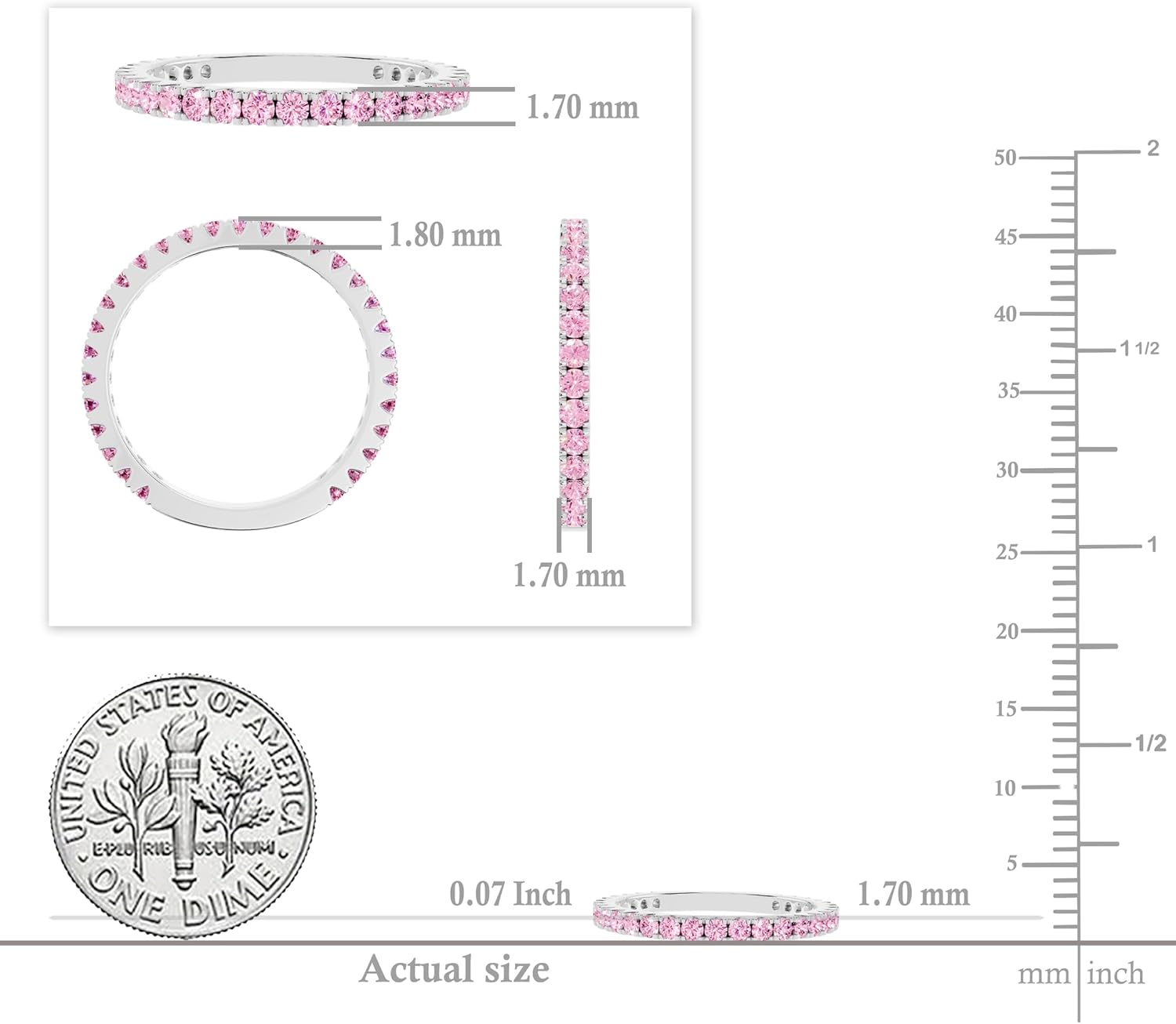 Dazzlingrock Collection Round Natural Gemstone or Diamond Half Eternity Wedding Band for Women in Real Solid Gold