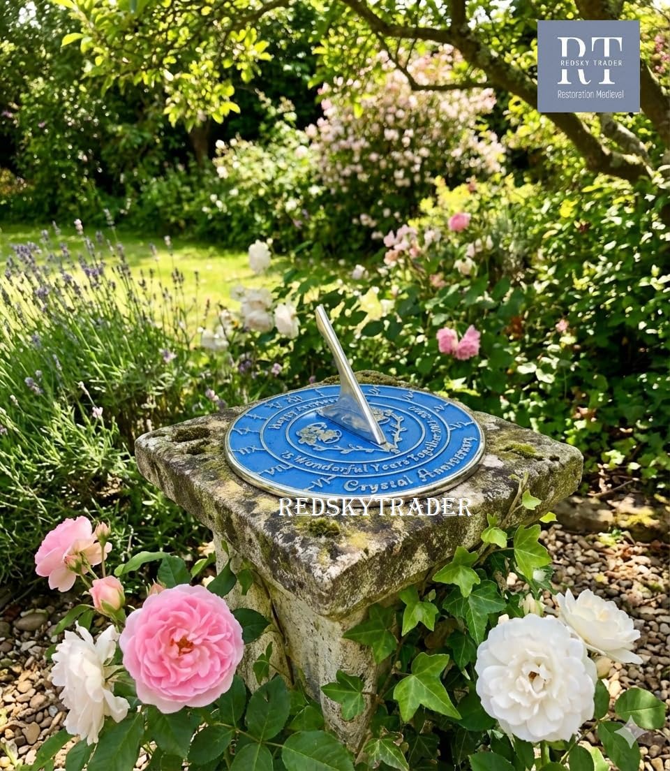 15th Wedding Anniversary Sundial 2026 Memorial Gift for Love Ones 8 inches Home and Garden Decor
