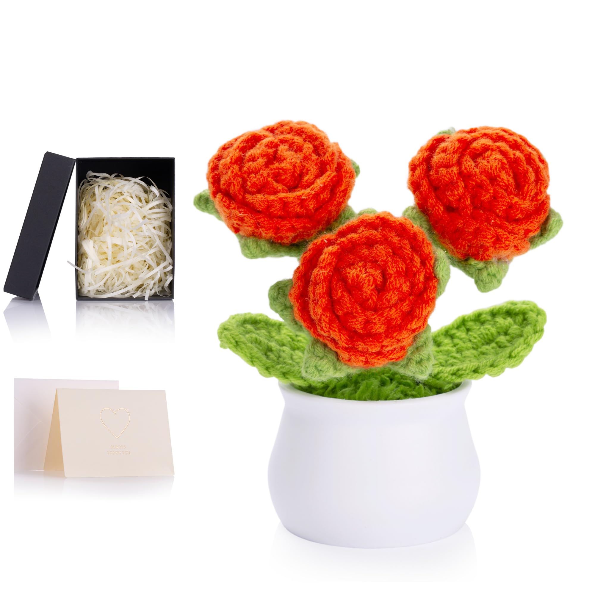 MAIBAOTA Orange Roses Crochet Flowers Thank You Teacher Gifts — image 1