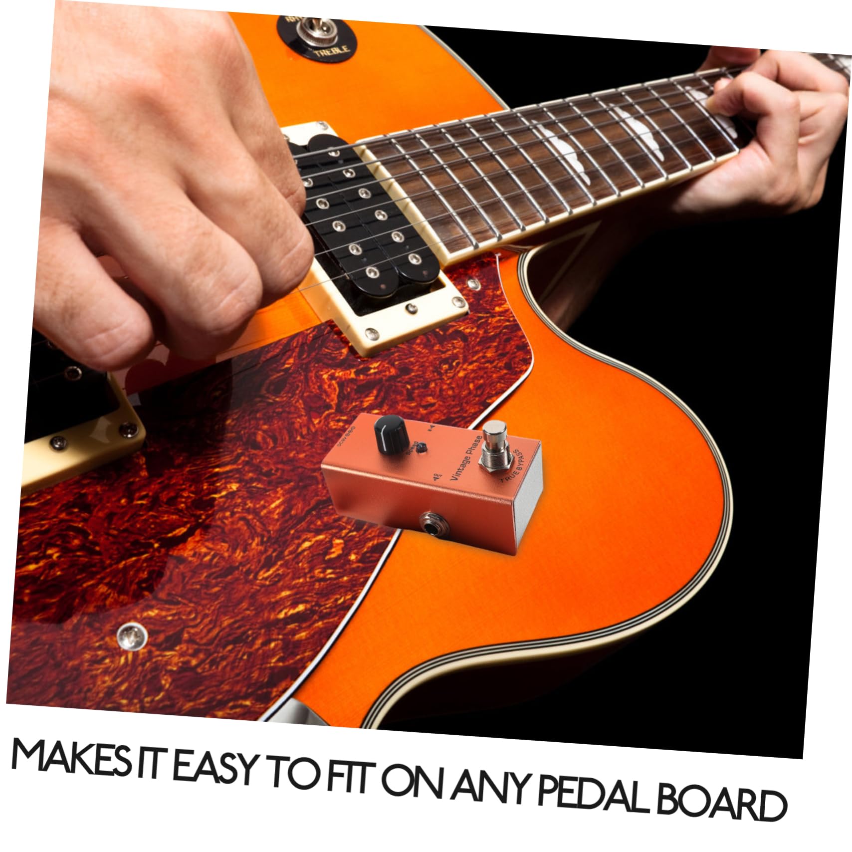 Pedale Effetti Fase Retro Mini per Chitarra Elettrica Arancia | Metallo, Luci Indicatore Chiare, Tecnologia Riduzione Rumore, Uso Portatile per Registrazione