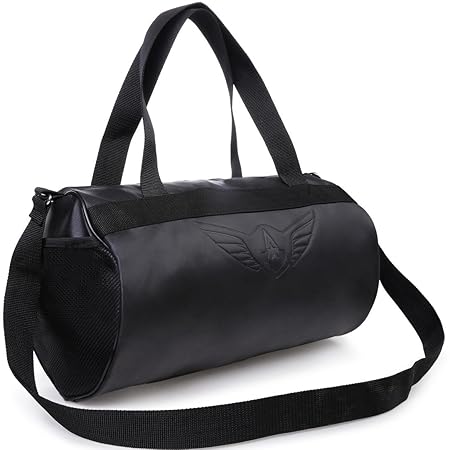 AUXTER Blacky Leatherette Gym Bag Duffel Bag Shoulder Bag for Men and Women Emboss Logo (Black)
