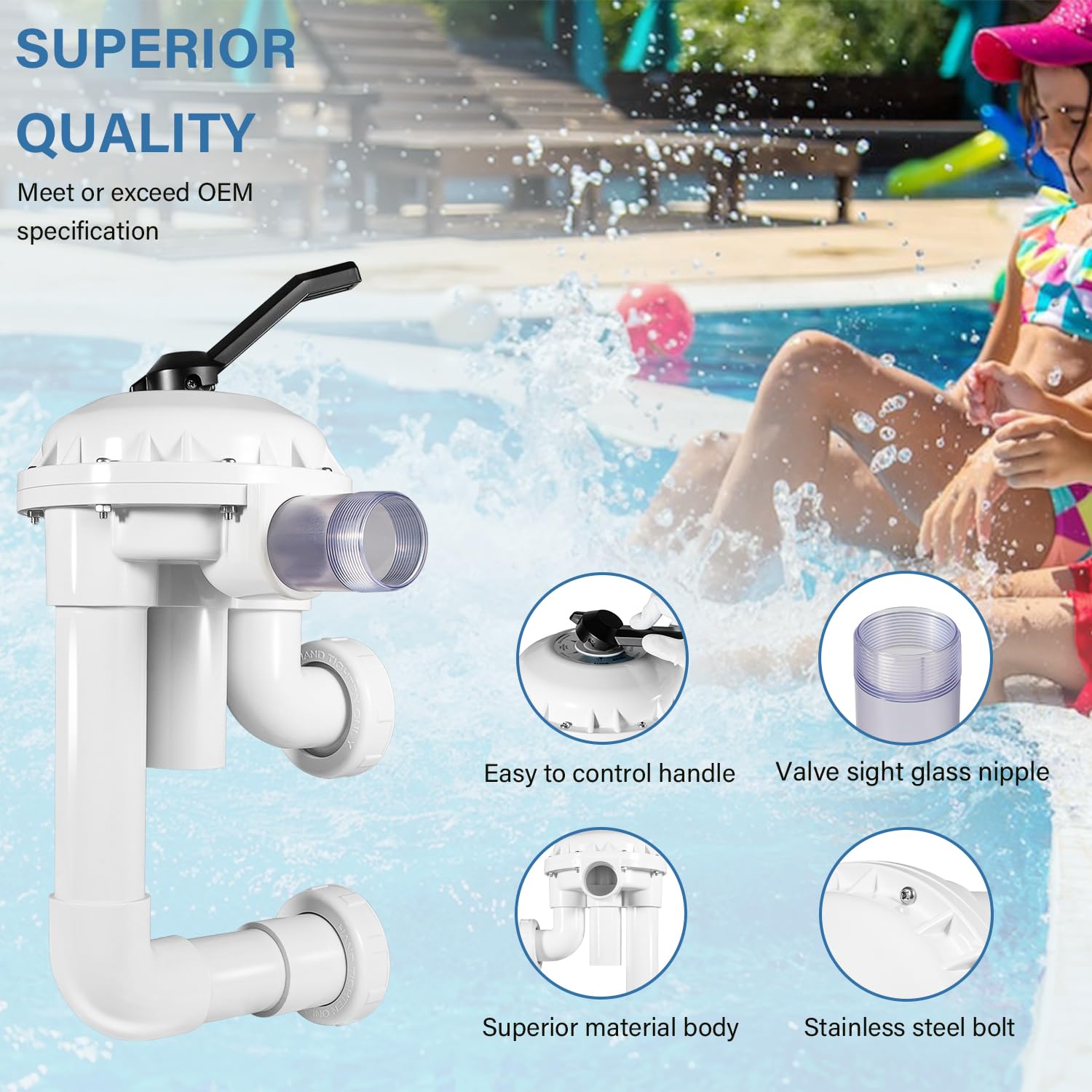 Pieza de repuesto para válvula HiFlow 261050 de 2 pulgadas con repuesto de fontanería para piscina/spa D.E. y filtro de arena