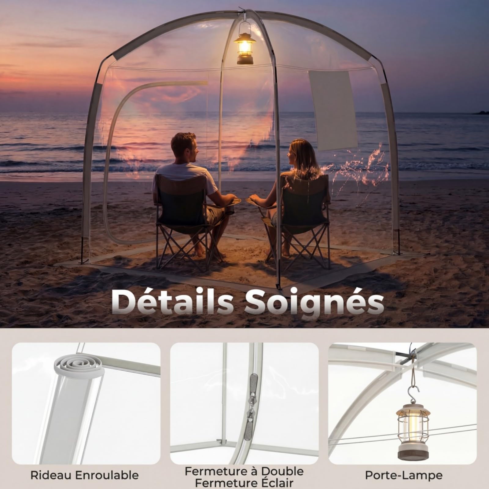 COSTWAY Tente de Sport Transparente, Abri Portable et Pliable en Extérieur Résistante aux Intempéries, Tente Bulle à Vue Claire avec Sac de Transport