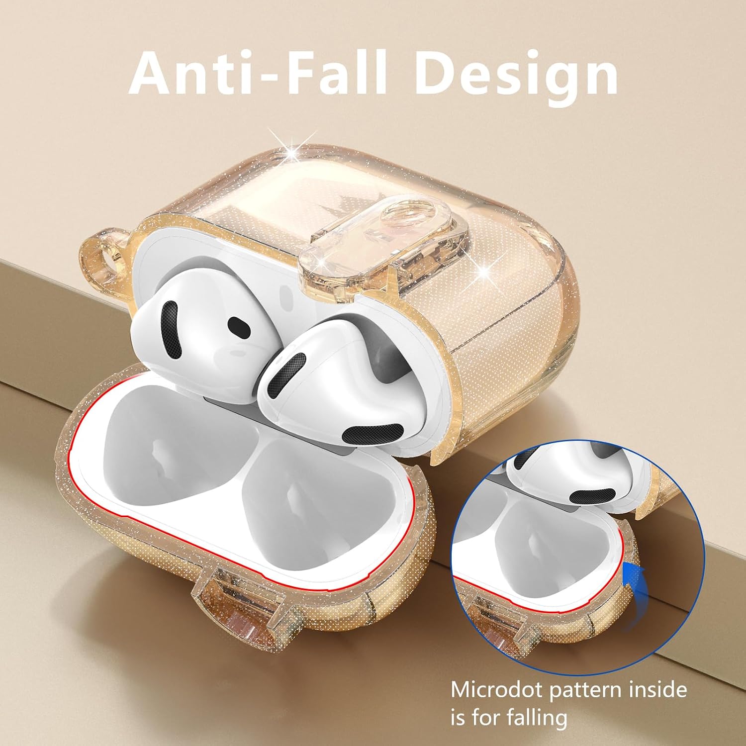 (with Safety Lock) VISOOM 2025 Clear Cases For Airpods iPods 4 Case Cover Women, Bling Airpod iPod 4 Case Soft 4th Gen Air Pods iPods Cases With Keychain for Apple Headphones Airpods4 Generation-Khaki image 3