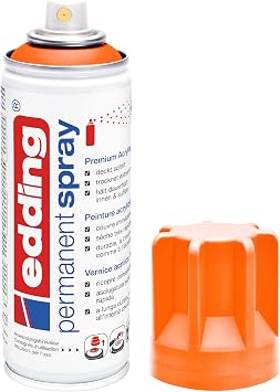 edding 5200 Permanent Spray - Neon Orange Matt - 200 ml - Acrylic Paint for Painting and Decorating Glass, Metal, Wood, Ceramic, Plastic, Canvas - Acrylic Spray Paint