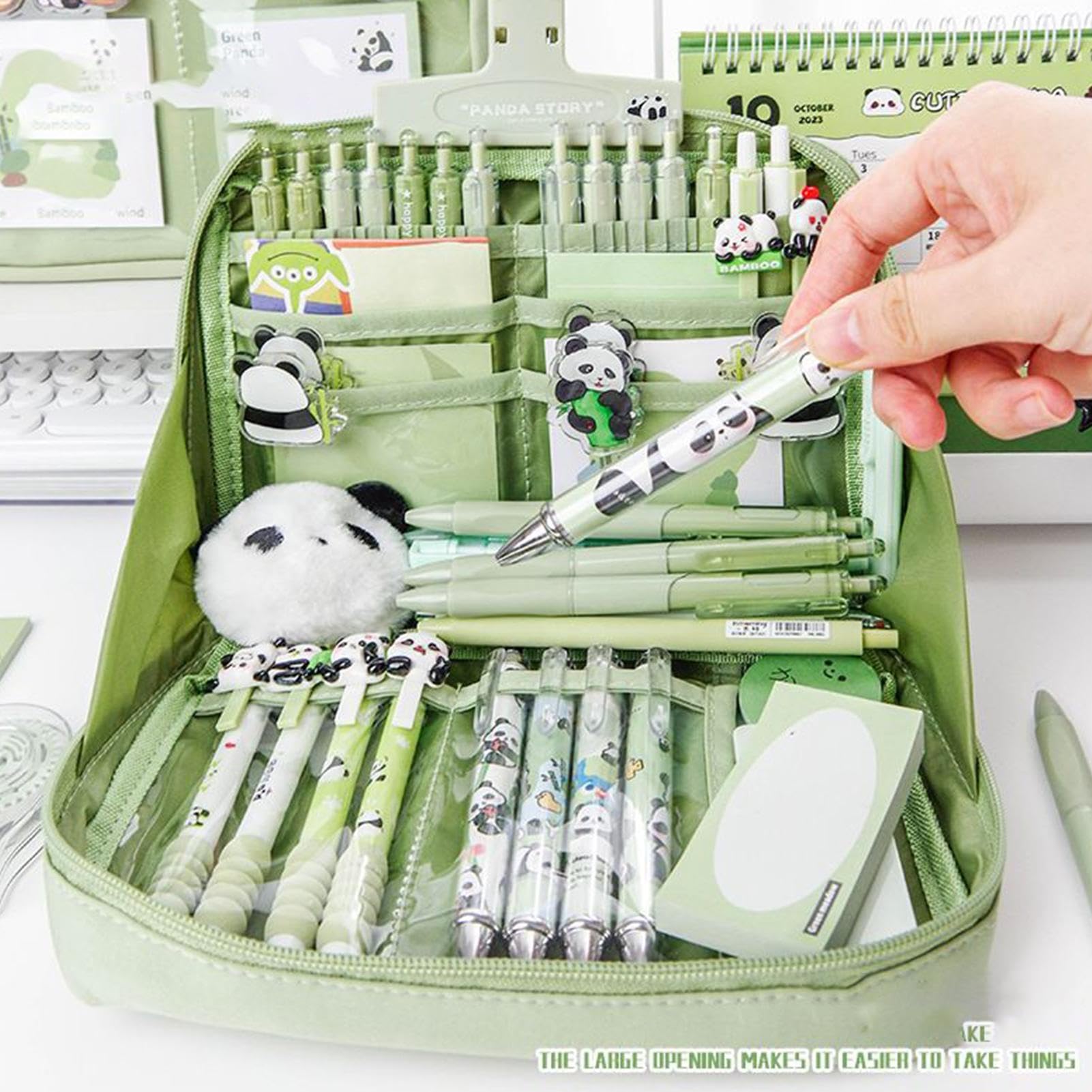 Panda Schulmaterial-Set - Schreibwaren-Set für Kinder | Hülle A, Notizbücher, Stifte, Aufkleber Und | Schulmaterialien Set - Back to Geschenk Für Mädchen