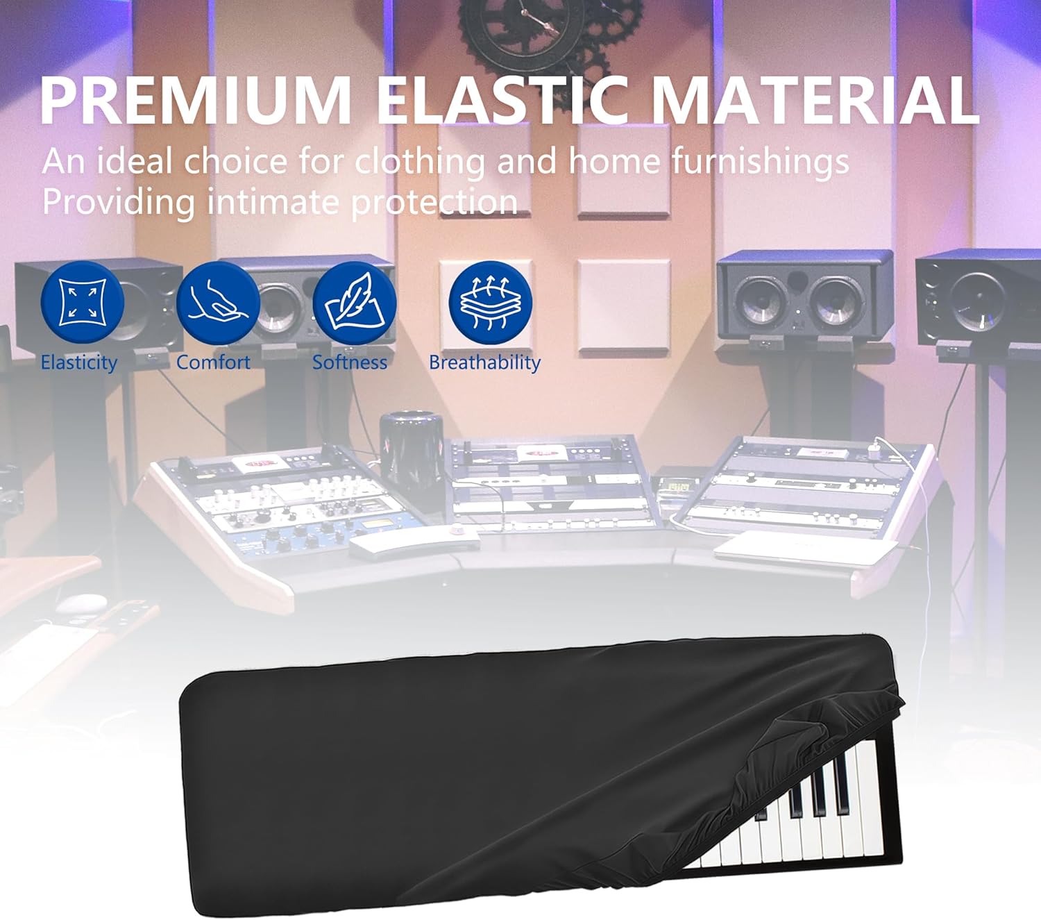 Musiin 49 keys piano keyboard dust cover, compatible with Native Instruments A49, M-Audio Oxygen 49 and Nord Synthesizer Lead A1,Premium Chinlon Anti-scratch and dustproof, Soft Touch & Fitted design