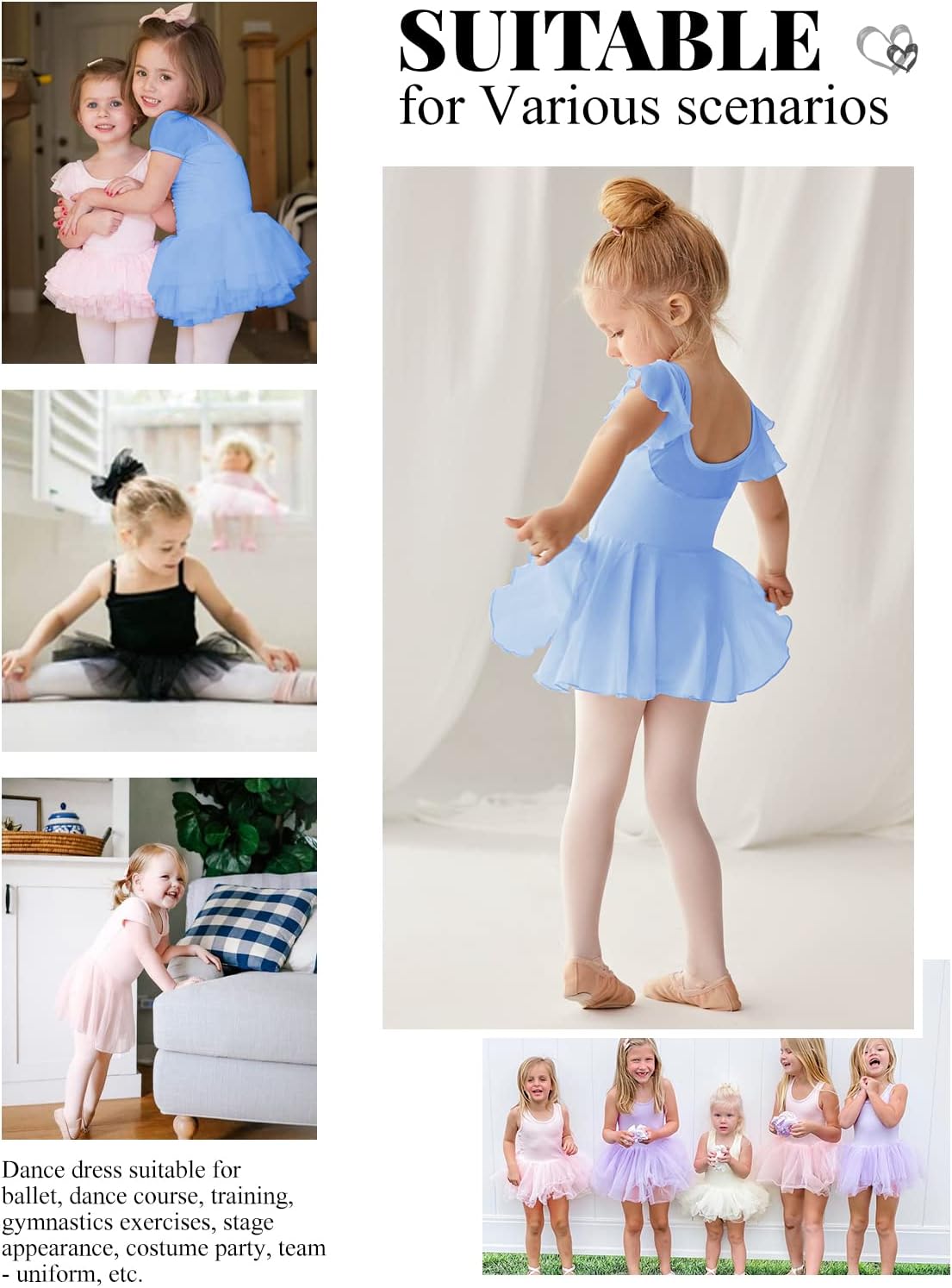Dance Leotard for Girls Toddler Ballet Leotards with Skirt Flutter Sleeve Ballet Dress Dance Outfit 2-9 Years - Image 4