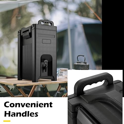 Miniatura 5 de COSTWAY Dispensador de bebidas aislado, servidor de bebidas calientes y hielo de 5 galones con asas para catering, material LLDPE de grado