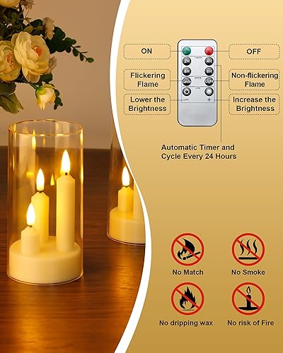 Miniatura 19 de Enido 24 velas LED sin llama con control remoto y temporizador, impermeables para exteriores, luces cálidas eléctricas parpadeantes para un hogar