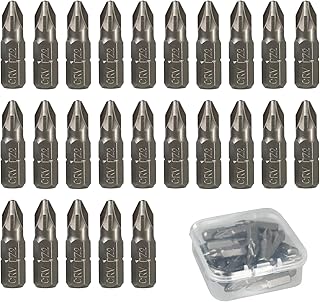 Coffret de 25 Embouts 25mm &ndash; Embouts de Vissage en Acier Chrome Vanadium, bit, Compatible avec Visseuses et Perceuses, Id&eacute;al pour Bricolage, R&eacute;parations et Travaux Domestiques (PZ2)