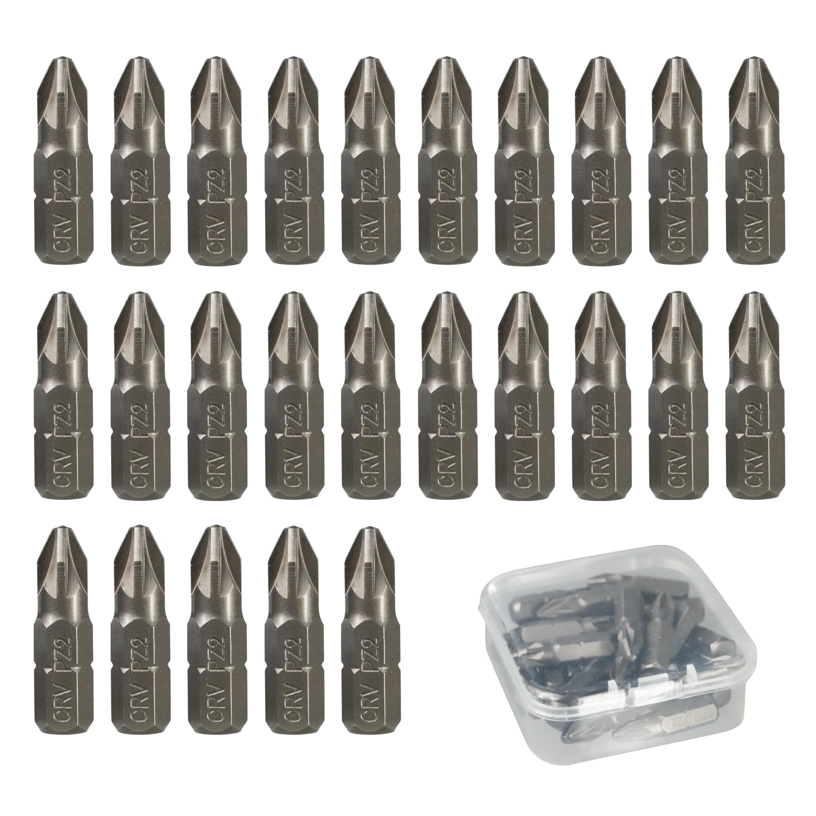 Set di 25 Bit da 25mm – Punte Magnetiche in Acciaio al Cromo Vanadio, Elevata Resistenza all’Usura, Compatibili con Avvitatori e Trapani, Ideali per Lavori di Fissaggio e Montaggio (PZ2)