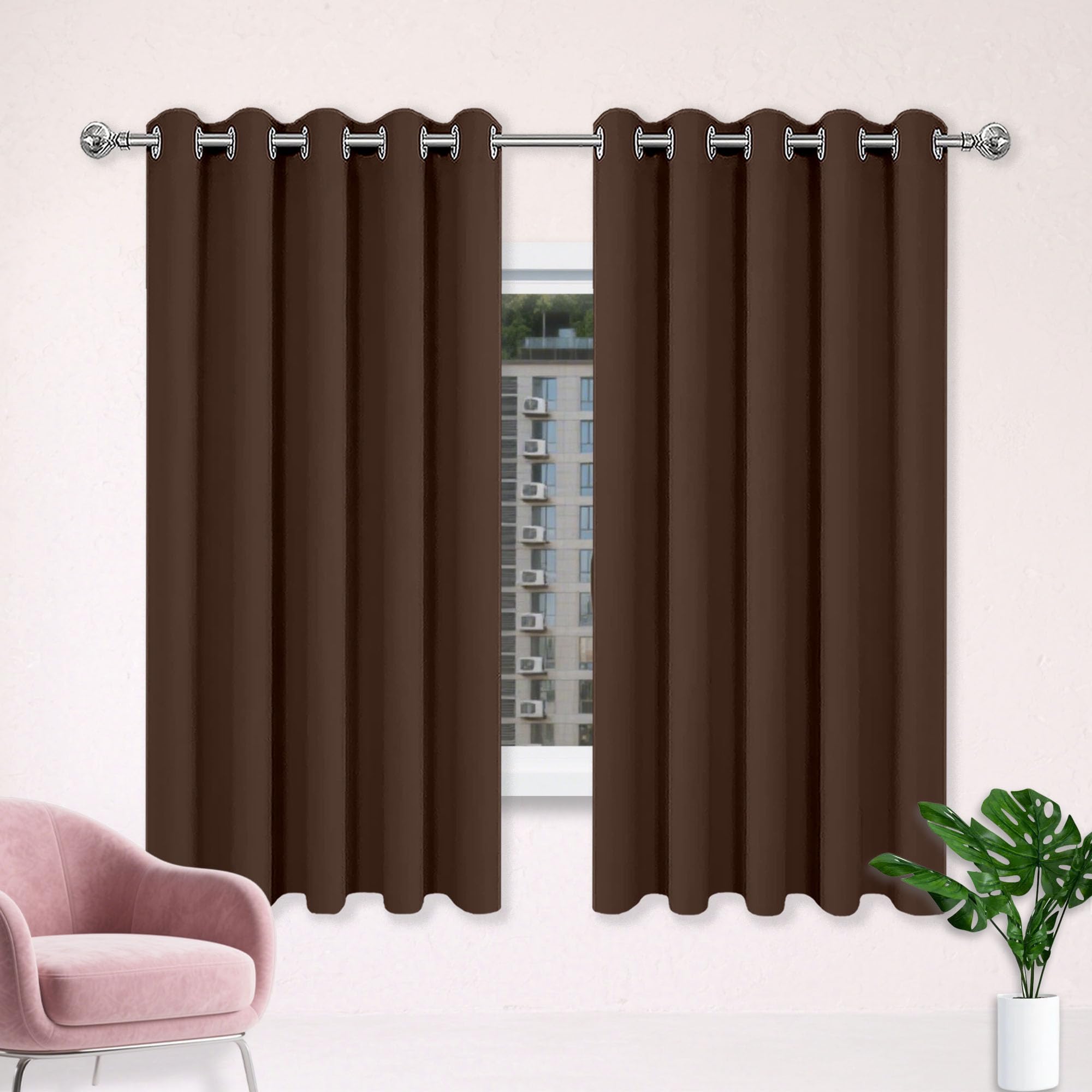 Rideau occultant oeillets 320x135 tenture opaque marron rideaux chambre fenêtre