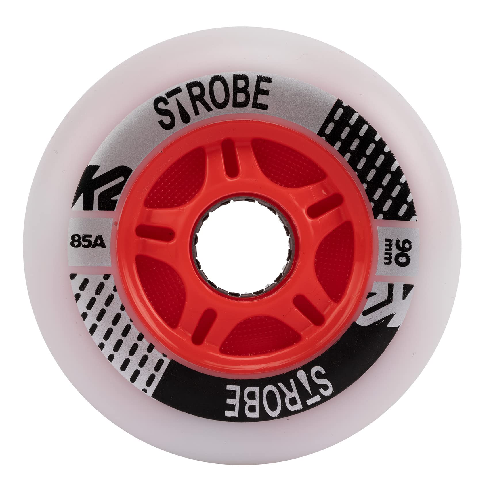 K2 Skate Unisex - Adult Strobe 90 mm 2 Pack Light Inline Skate Wheels, White