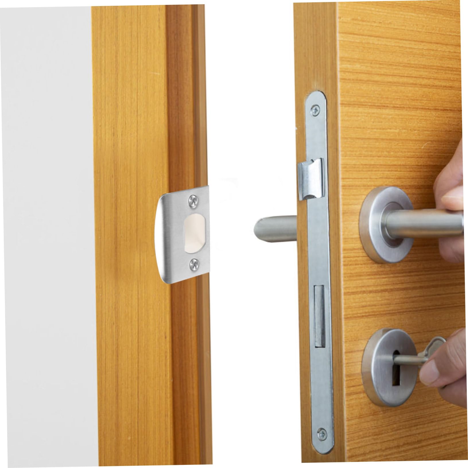 Operitacx 20 Ensembles Guide De Serrure De Porte Intérieur Loquet De Remplacement Plaque Pour Gâche De Pêne Dormant Assiettes Verrou Porte Renfort De Porte Acier Inoxydable Silver