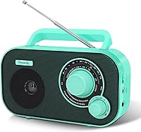 DreamSky Portable AM FM Radio - Battery or Plug-in Powered, Strong Reception, Large Easy Dial for Seniors, Home Outdoor Emergency Use