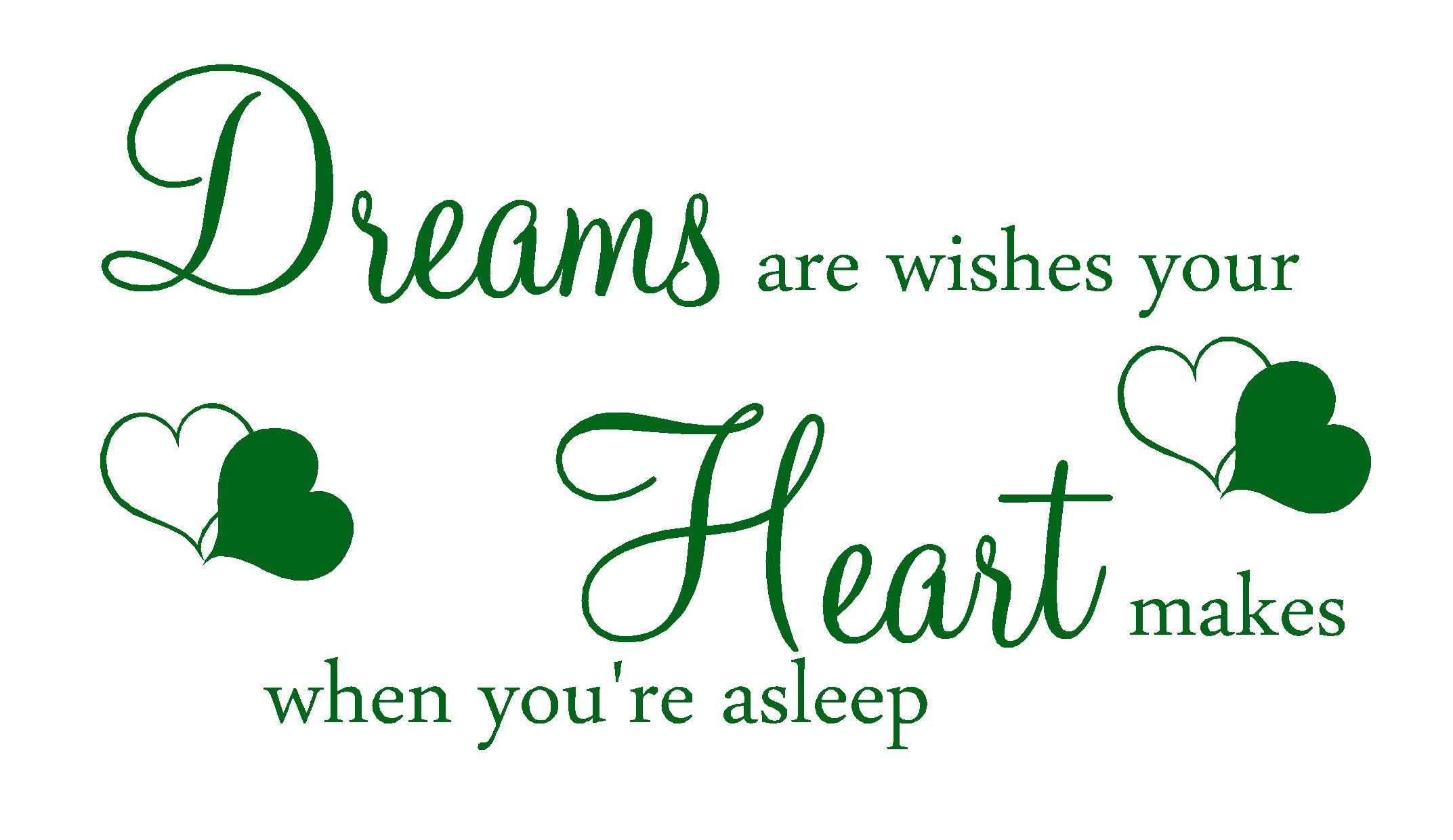 Lightningsigns Green Dreams Are Wishes Inspirational Quote Lounge Bedroom Wall Art Sticker Decal Lswa7007 (, Small(580Mmx314mm))