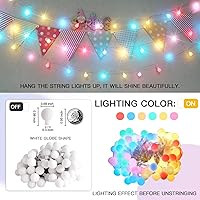 Vista 4 de Suddus Cadena de Luces de Globo para Dormitorio, 100 Luces de Hada Alimentadas por Batería LED, Luces de Cadena de Interior para Aula, Patio