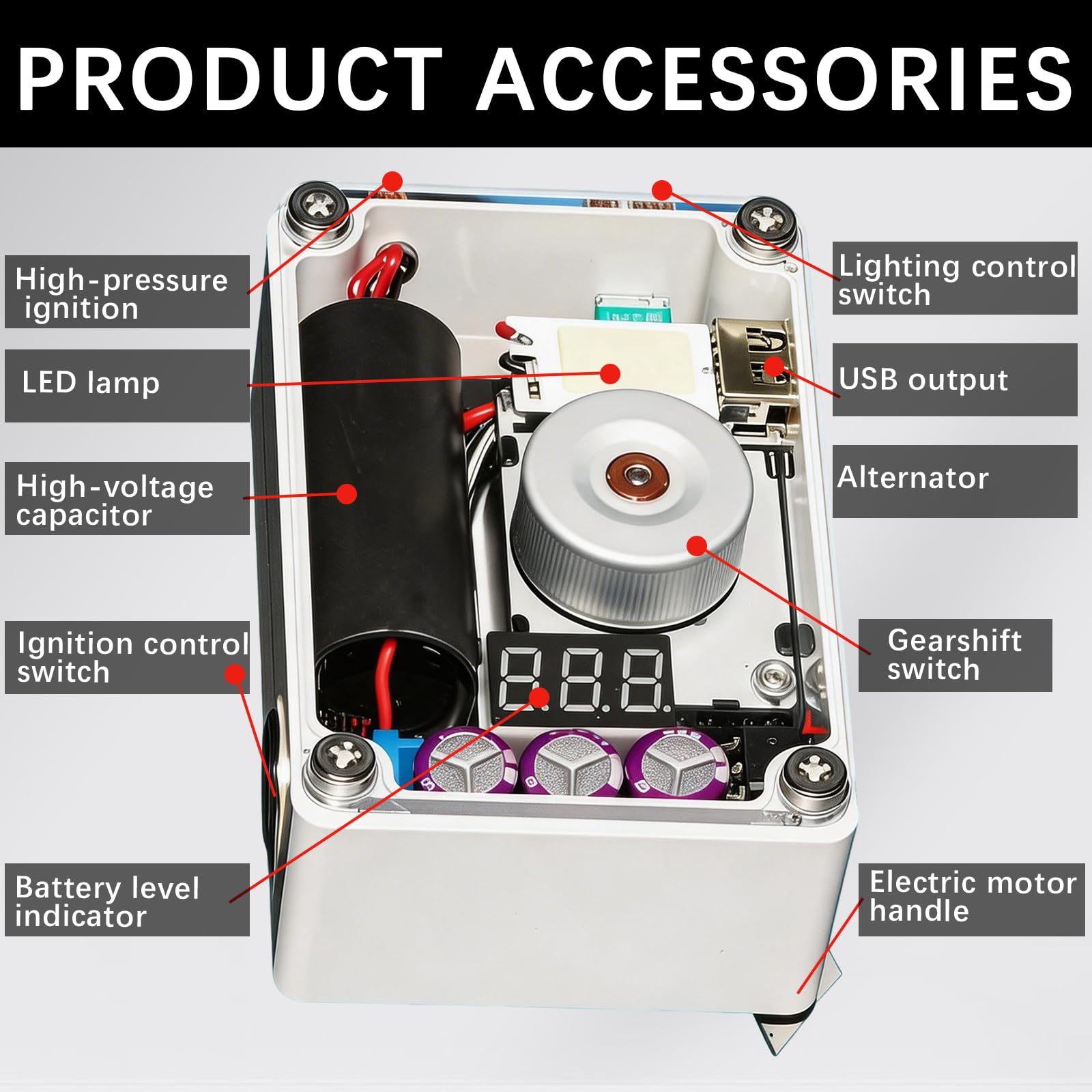 BRGD Generatore di corrente di emergenza a manovella con luce COB e caricatore USB da 5 V, generatore portatile a manovella per campeggio, casa, telefoni di emergenza, laptop, lanterne