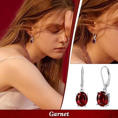 Miniatura 2 de Seiyang Birthstone Earrings for Women 925 Sterling Silver OvalTeardrop Leverback Dangle Drop Earrings Birthday Anniversary Jewelry Gift for Women