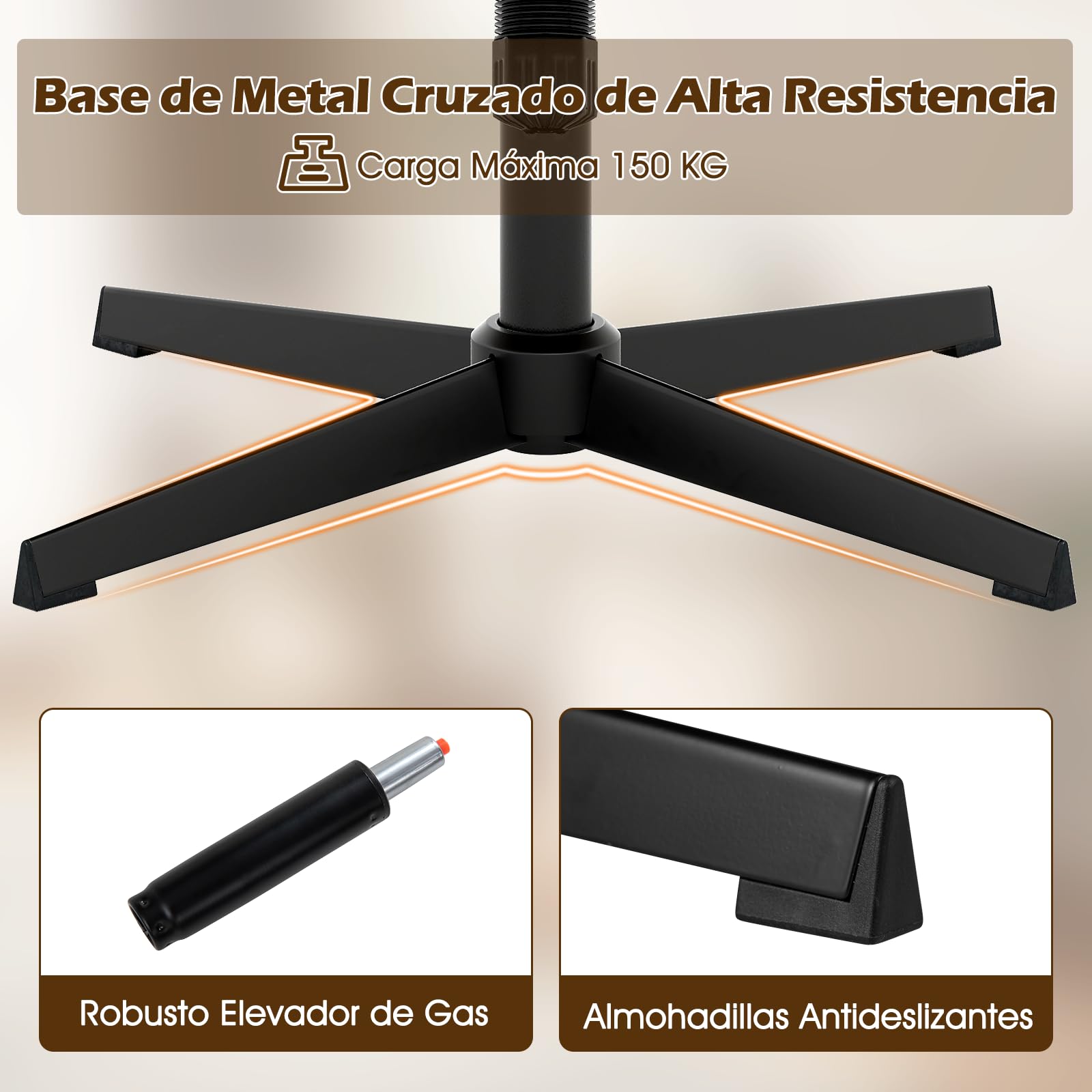 COSTWAY Silla Escritorio sin Ruedas y Reposabrazos, 88cm Silla Oficina Giratoria con Cojines, Silla Ergonómica con Asiento Acolchonado, Ajustable de Altura, para Dormitorio y Estudio (Marrón)